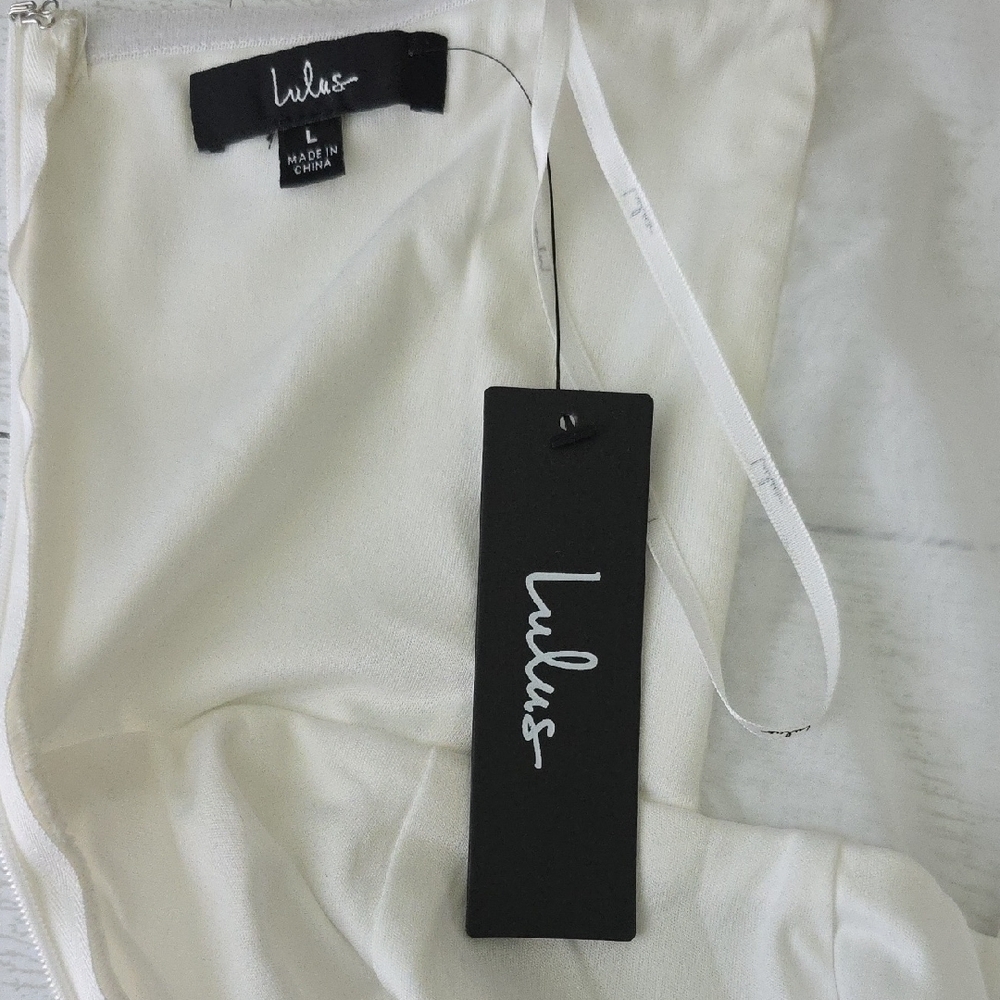 Lulus NWT Strapless White Midi Dress | Elegant | Side Slit | Size L - Picture 9 of 12